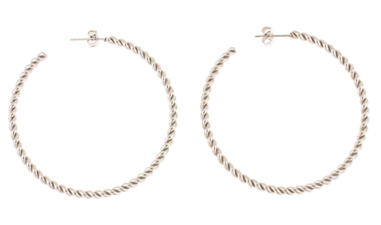 PEARCED HOOPS.  CREOLES.  RH.   40 MM
