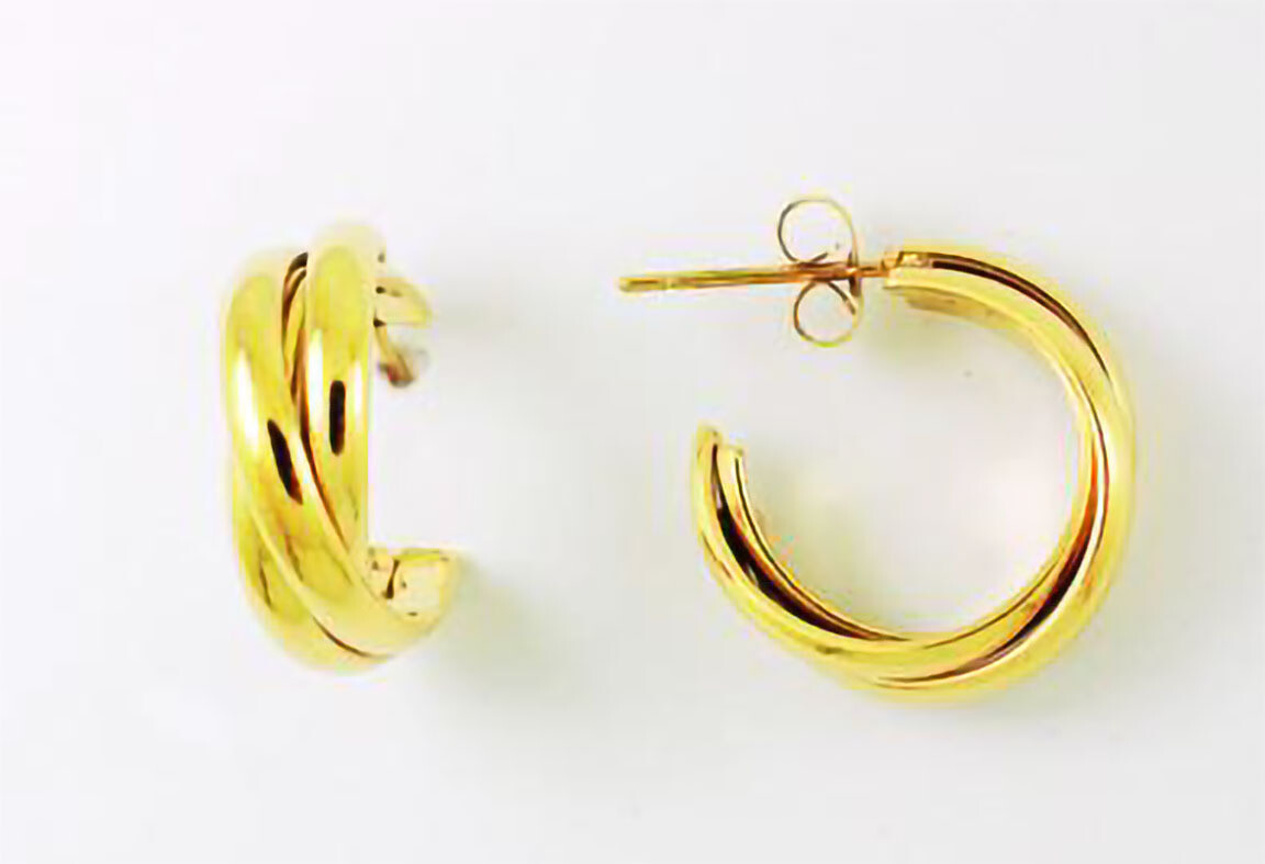 PIERCED HOOPS. CREOLES.  GO. 15 MM