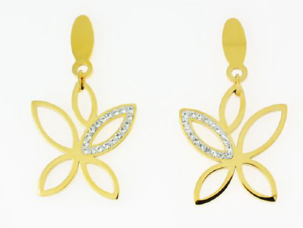 PIERCED EARRINGS PENDANT.  GO/CRYSTAL