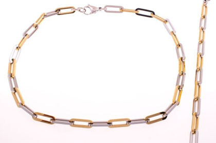 BRACELET.     STEEL BI-CO.    21 CM