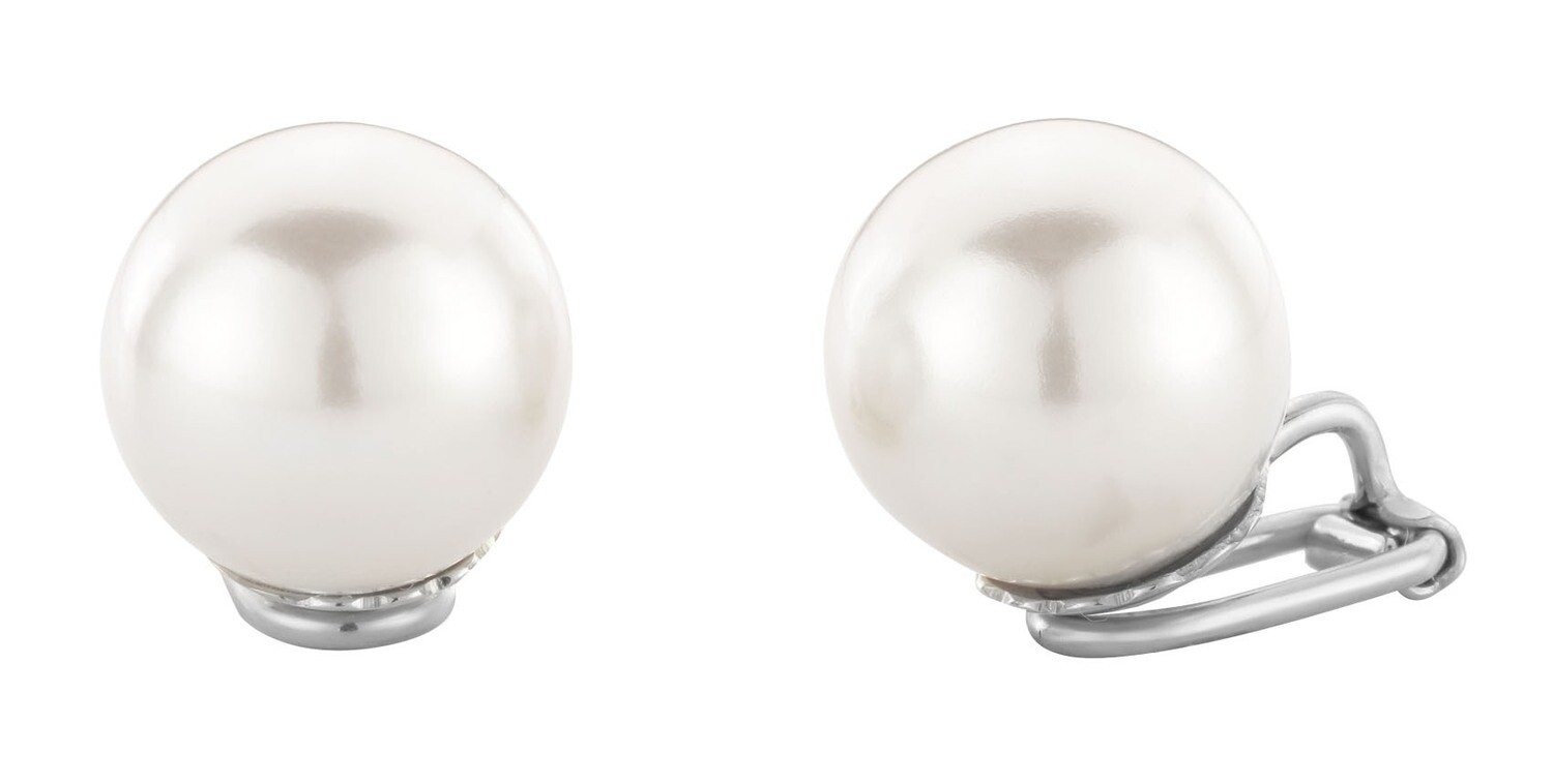 PEARL CLIP PLATINA 14 MM WHITE PEARL