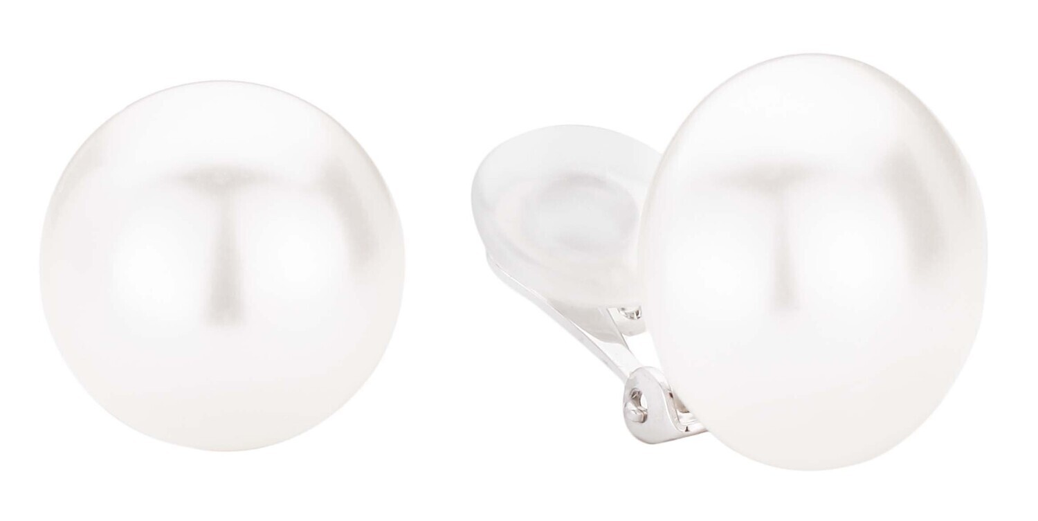 PEARL CLIPS PLATINA 16 MM WHITE PEARL