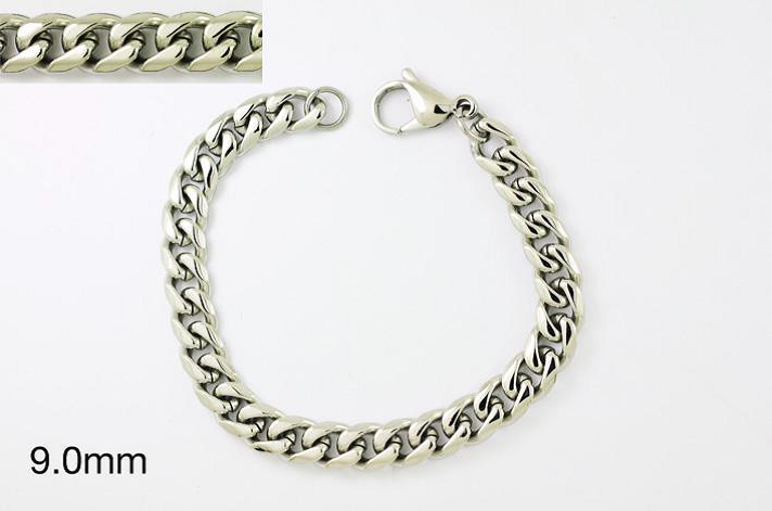BRACELET.    STEEL. PLATINA.  9 MM. 22 CM