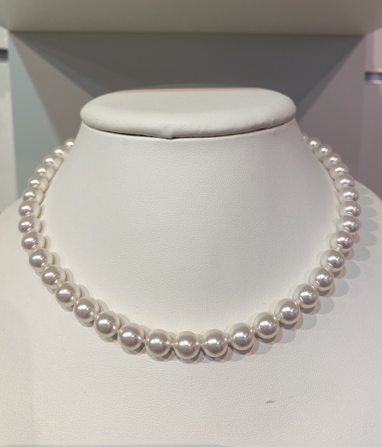 NEACKLACE GO 10 MM WHITE PEARL 50 CM