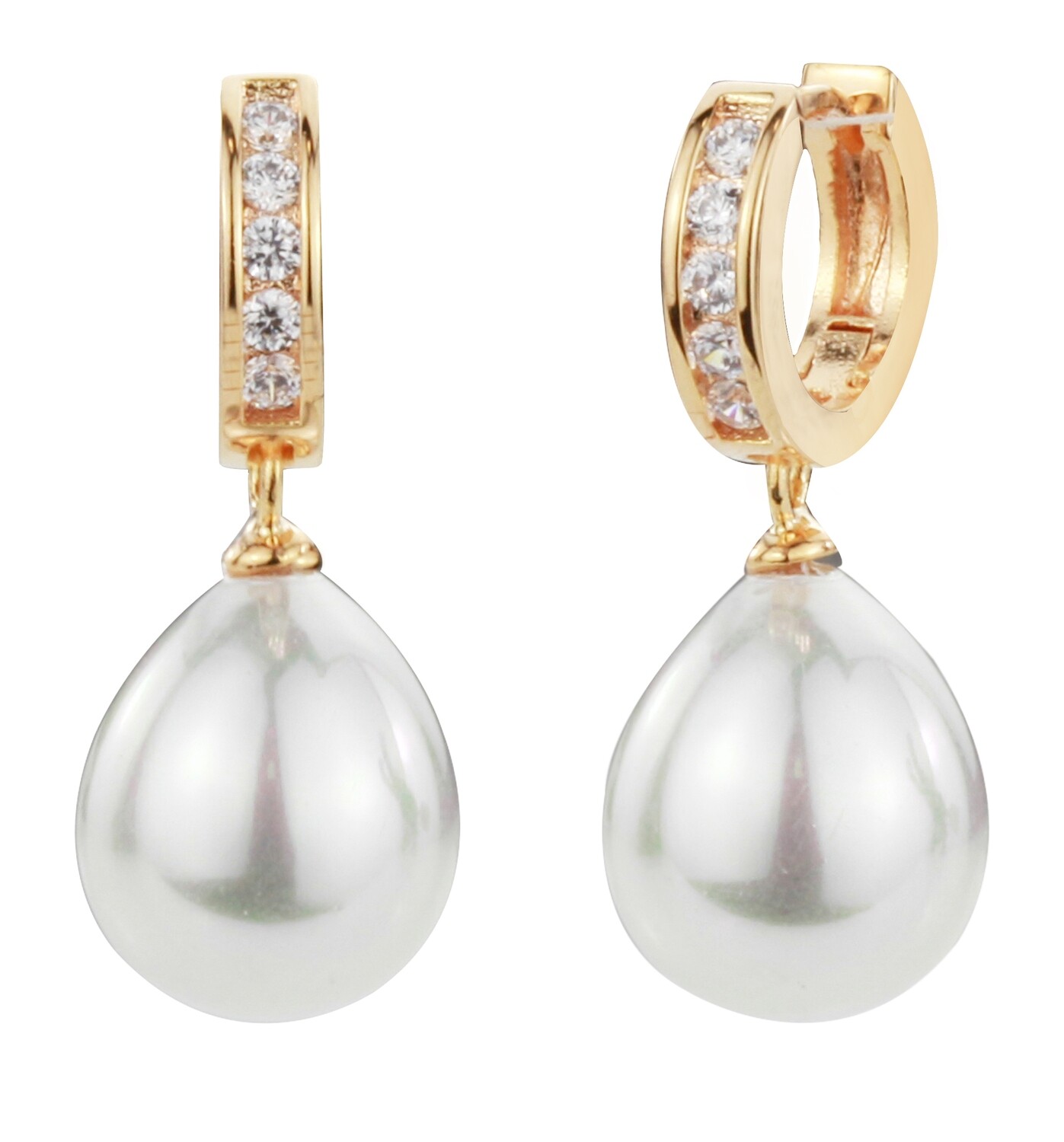 HOOP EARRING GOLD    WHITE PEARL