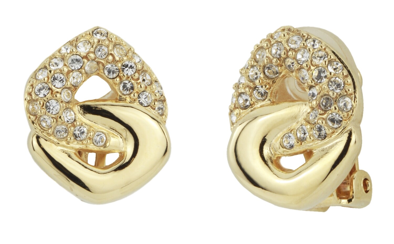 CLIP EARRING.  GOLD/CRYSTAL