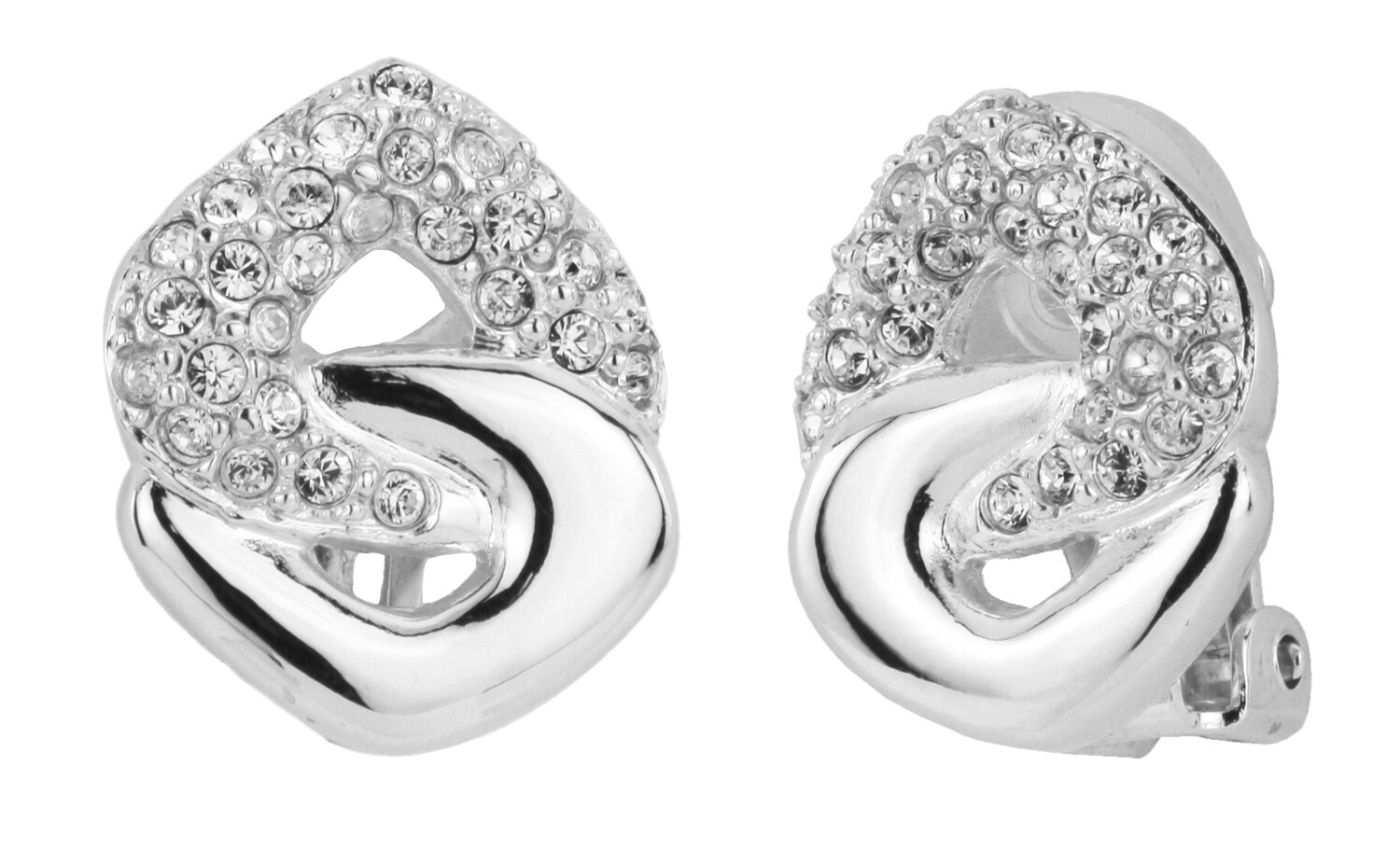 CLIP EARRING PLAT/ CRYSTAL