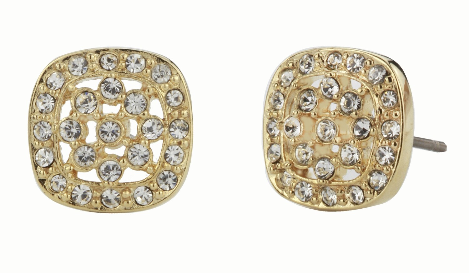 PIERCED EARRING.  GOLD/CRYSTAL