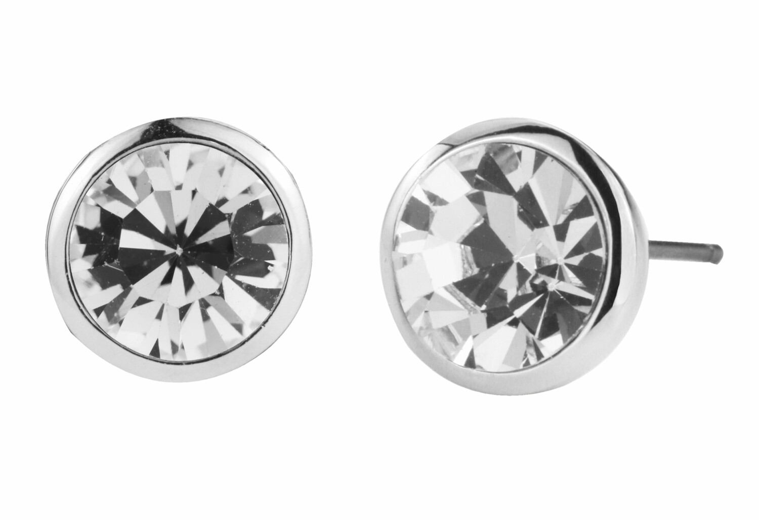 PEARCED EARRING.  PLAT/CRYSTAL