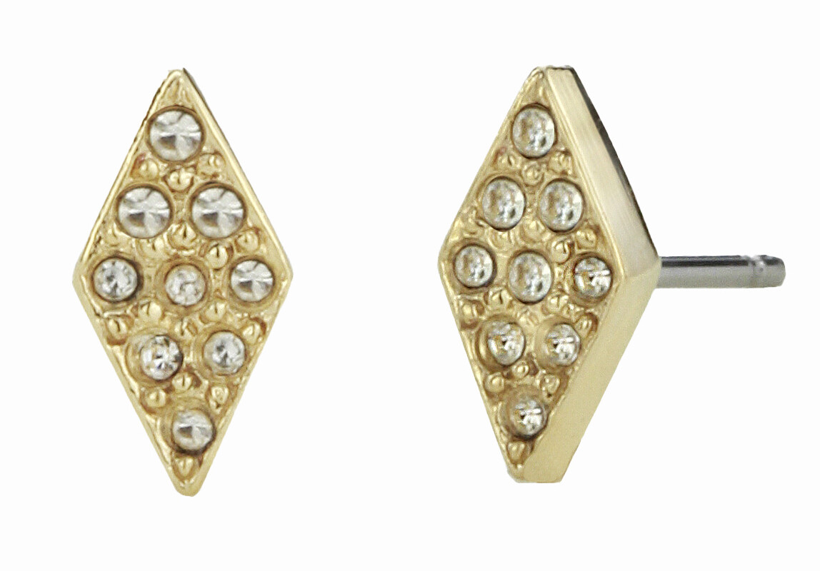 PEARCED EARRING.   GOLD/CRYSTAL