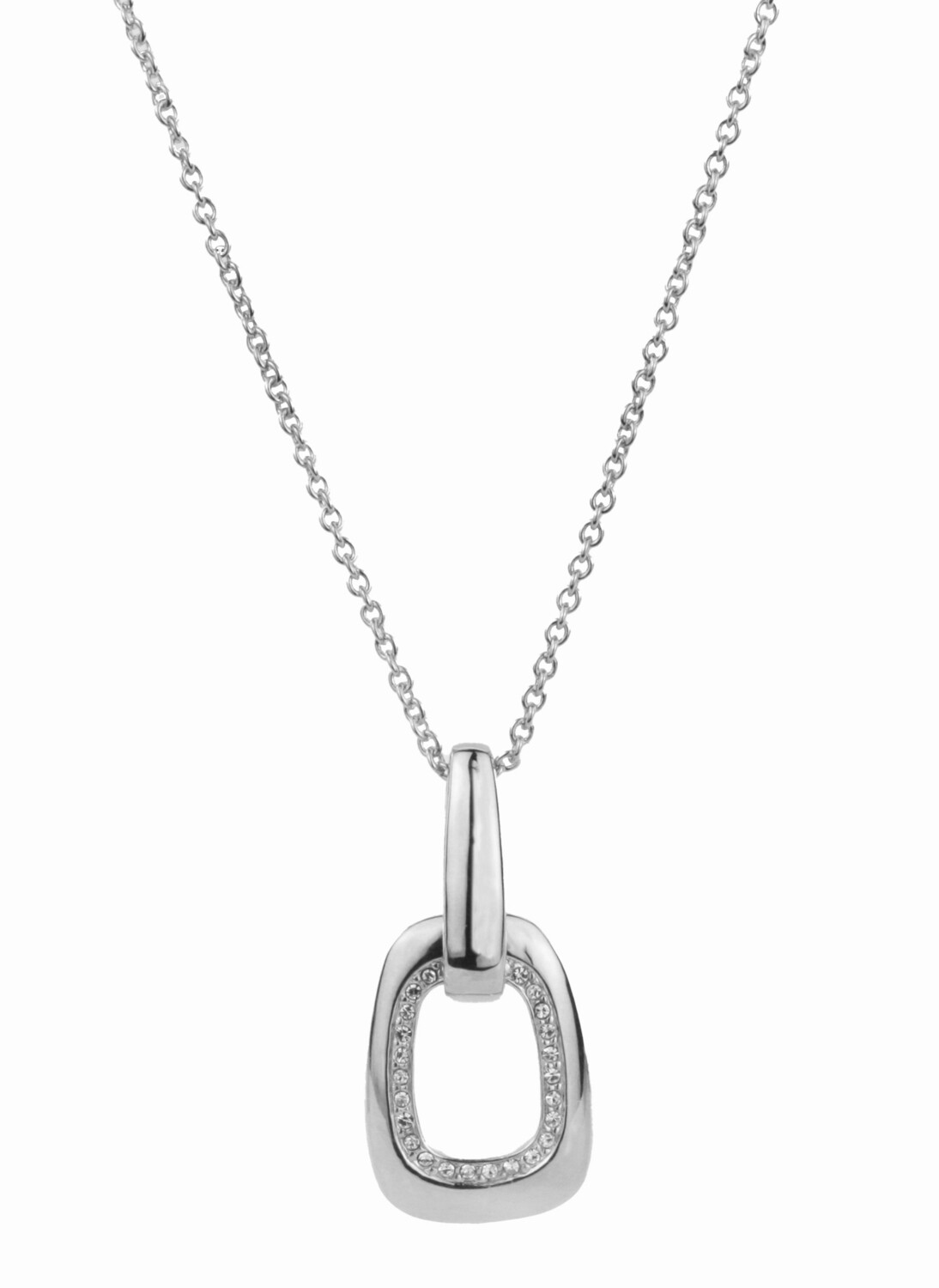 PENDANT (+CHAINE). PLAT/CRYSTAL.   70 CM