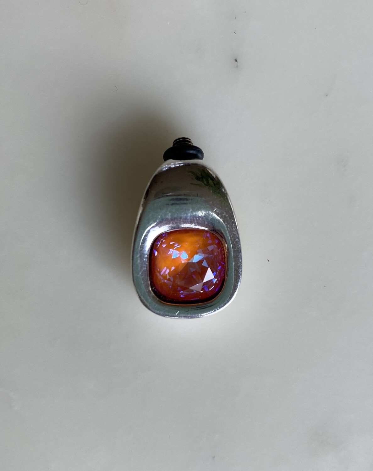 BEADS. Silver plated / Crystal Orange