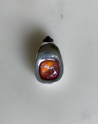 BEADS. Silver plated / Crystal Orange