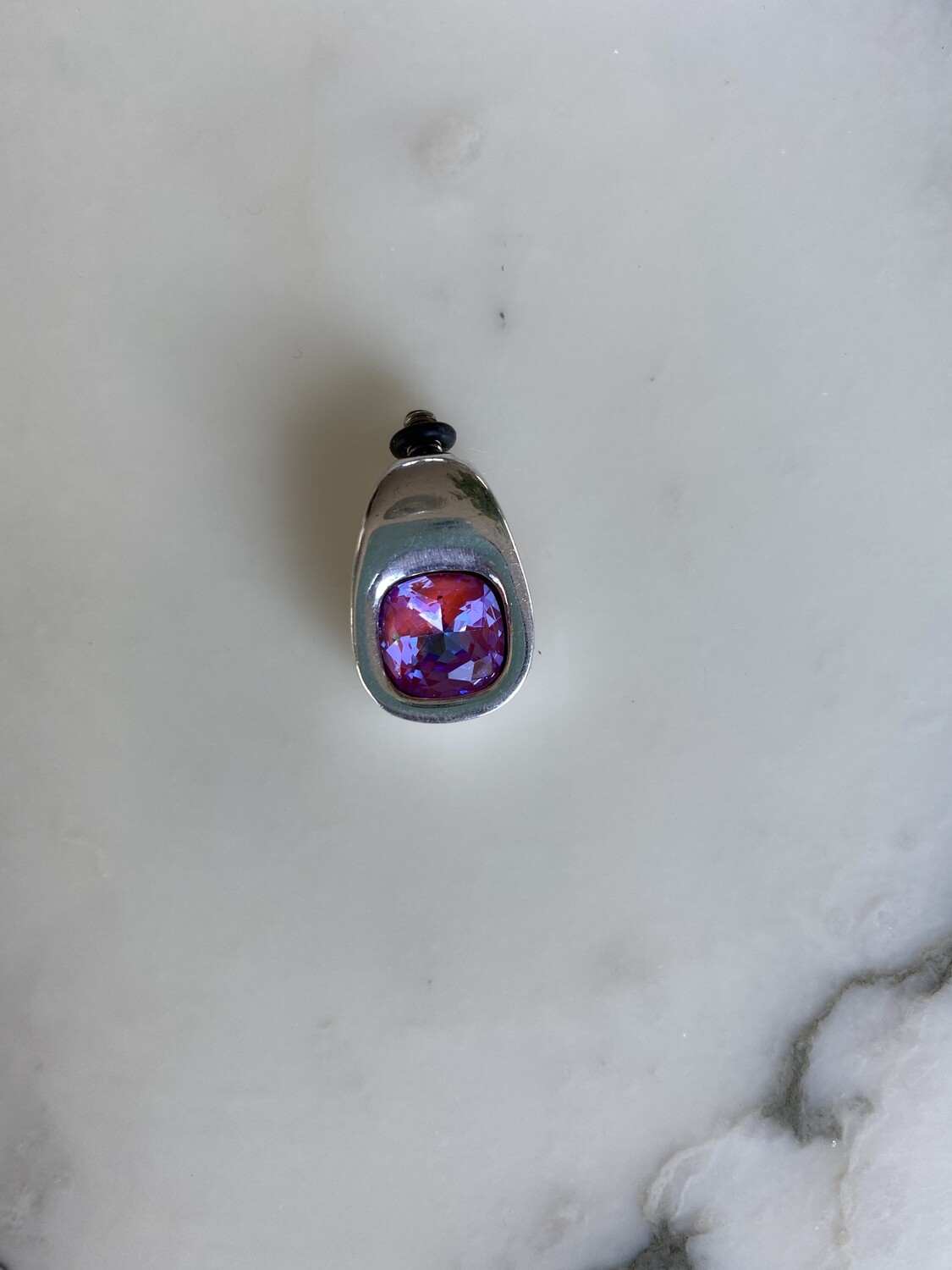 Beads silver plated Pink crystal