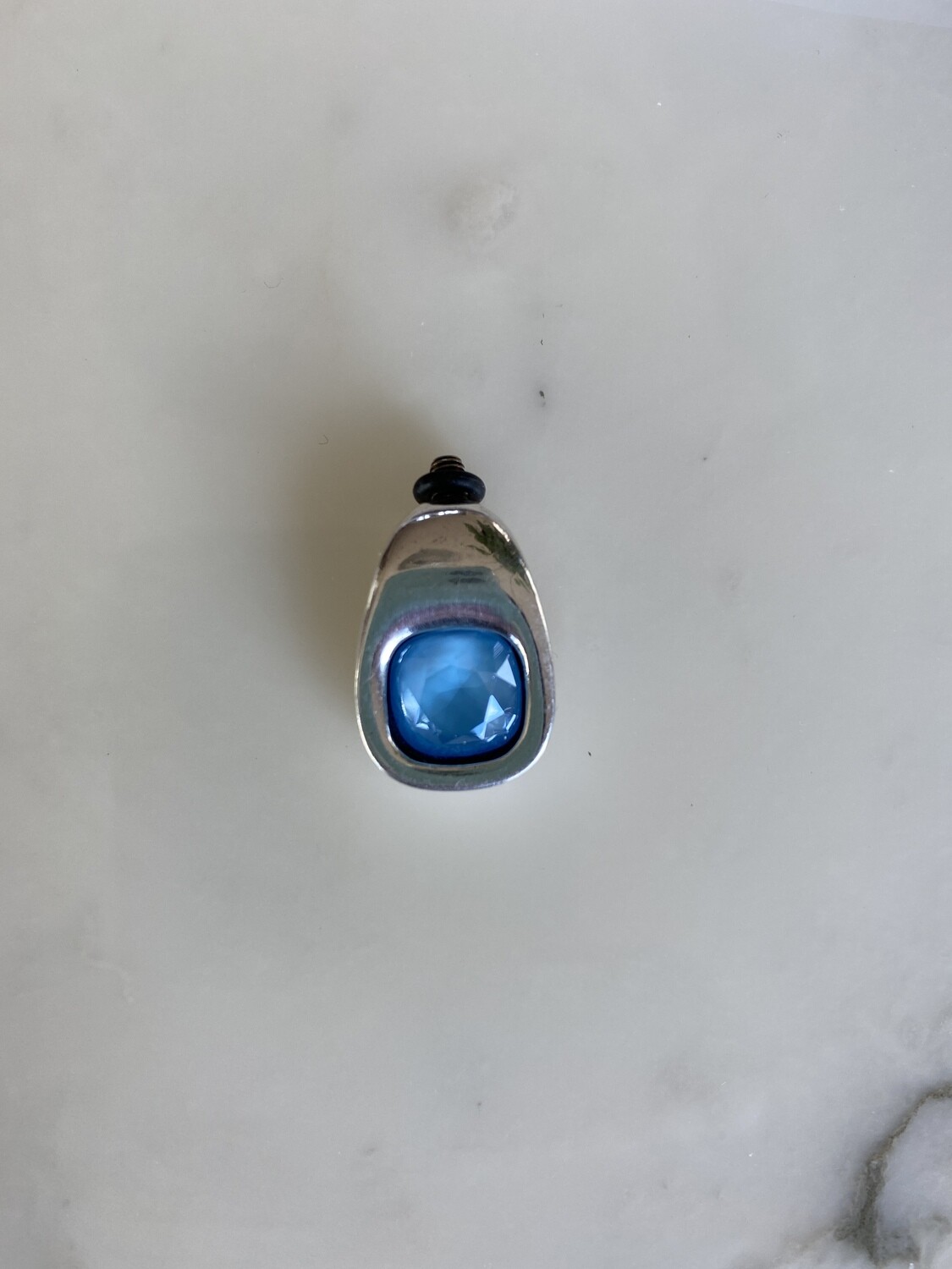 Beads silver plated Blu crystal