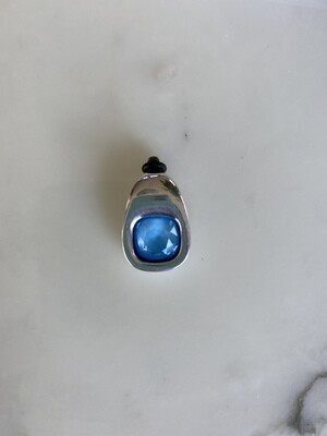 Beads silver plated Blu crystal