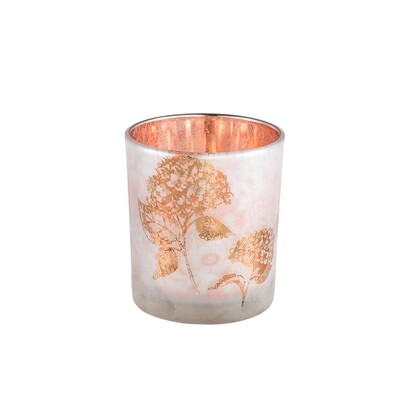 Alissa Pink glass tealight hydrangea round L