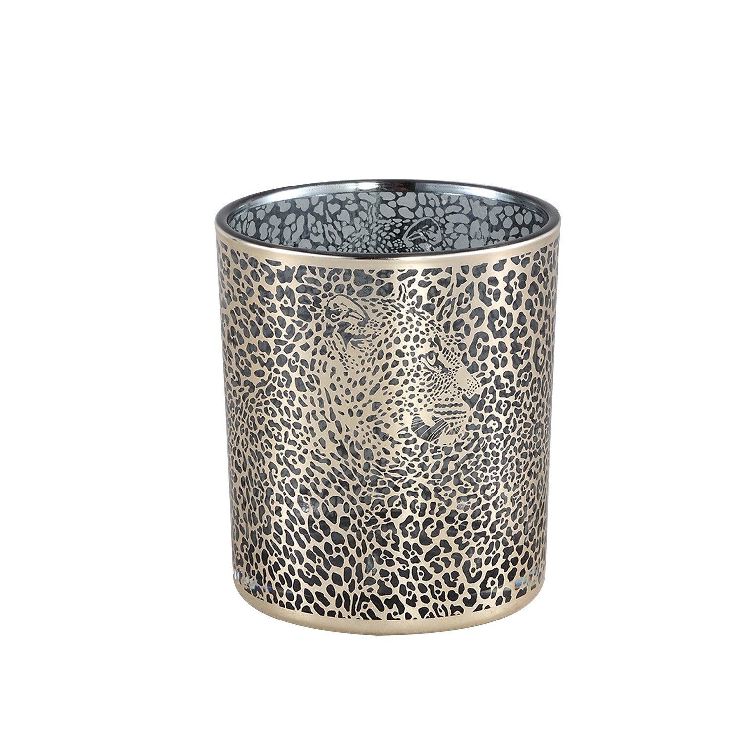 Loiza Gold glass tealight leopard print round L