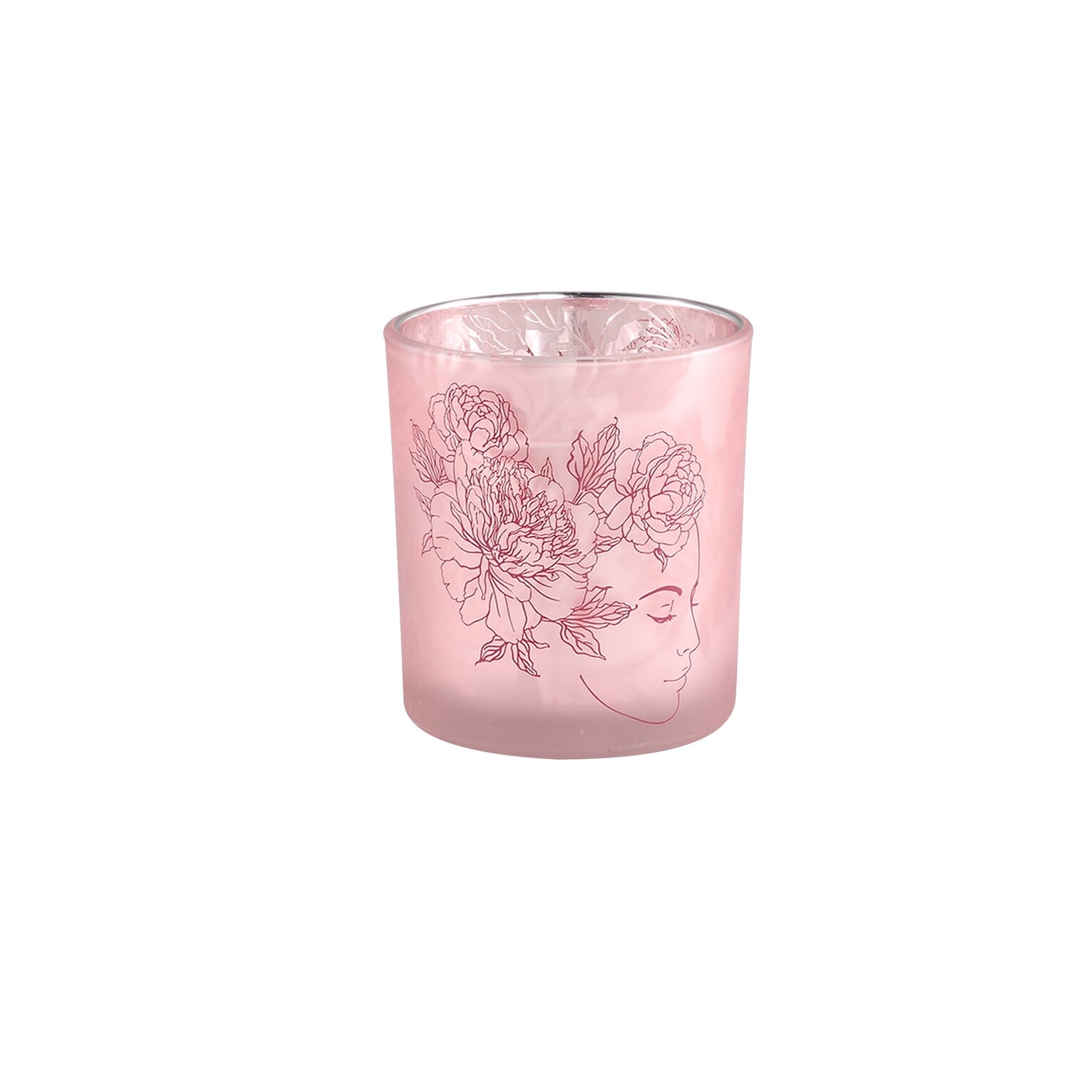 Shana Pink glass tealight flowers round S