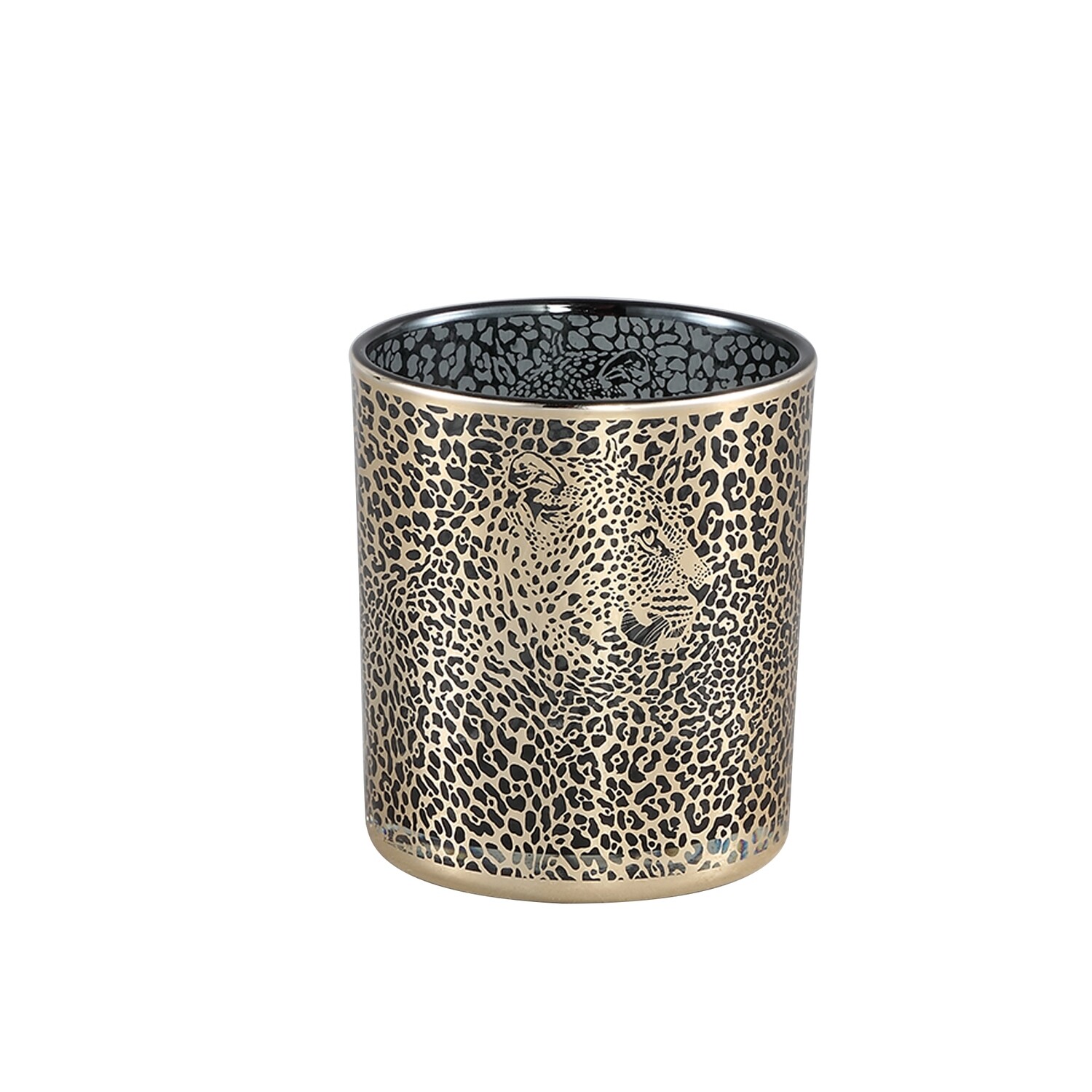 Loiza Gold glass tealight leopard print round S