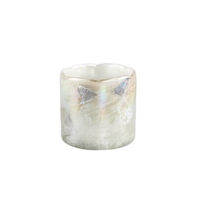 Metty White glass tealight multi colored round S