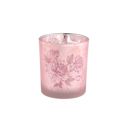 Shana Pink glass tealight flowers round L