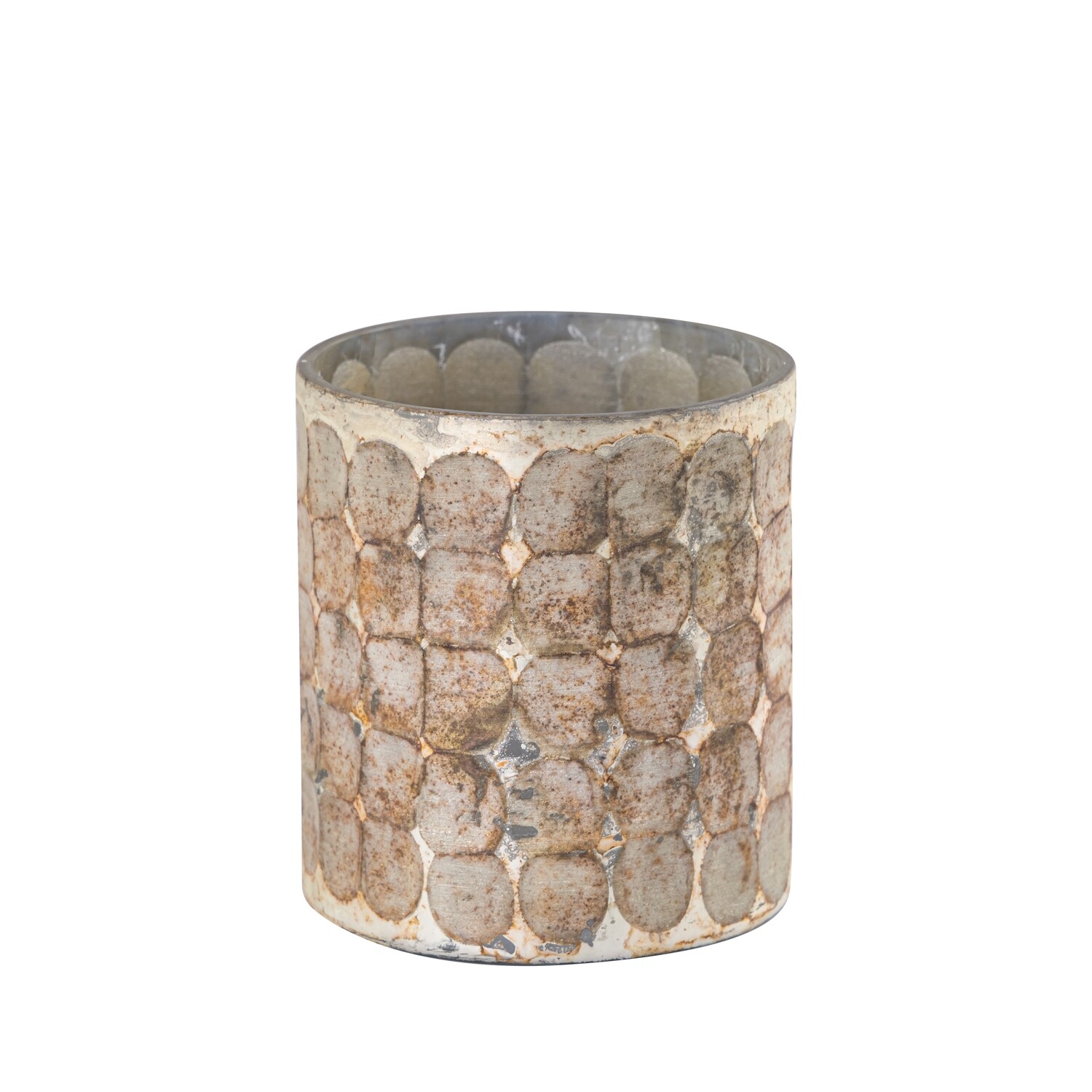 Laura Gold round glass tealight antique squares