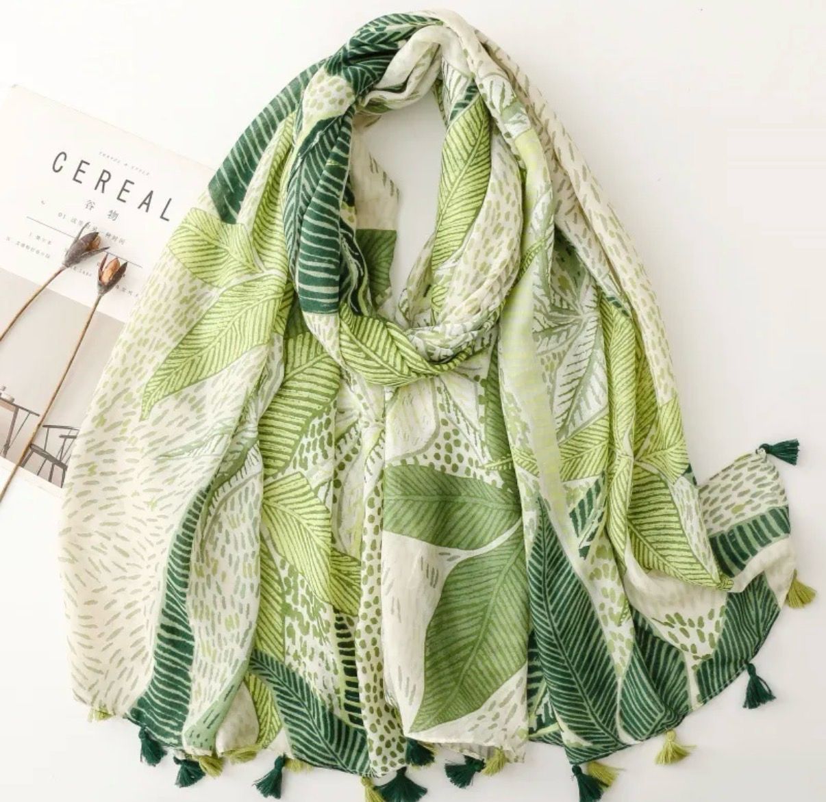 Sjaal met groen motief