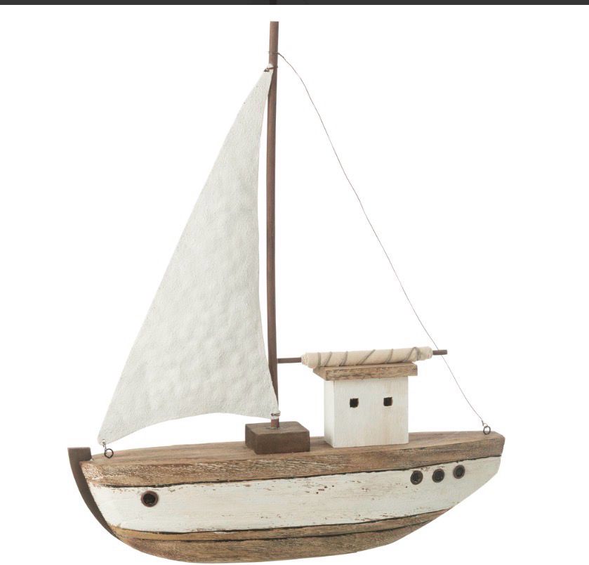 Boot 1 Zeil Paulownia Hout Naturel/Wit Large