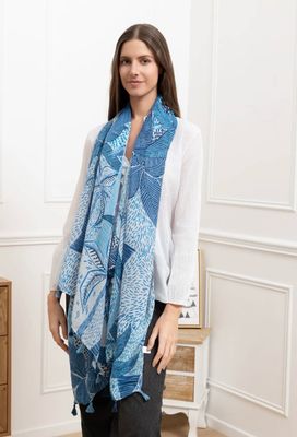 Sjaal met blauw motief