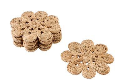 Set Van 6 Onderzetter Bloem Jute Nature