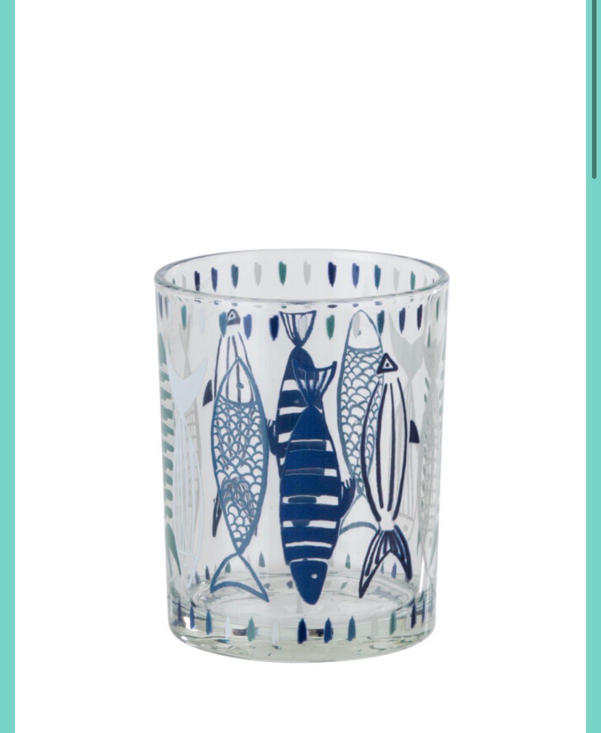 Theelichthouder Vis Glas Wit/Blauw Medium