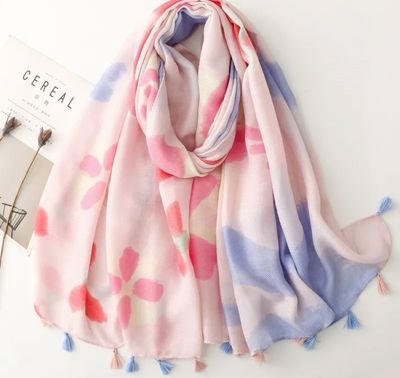 Sjaal roze/blauw