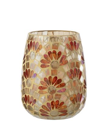 Kaarshouder Glas Gebroken Wit/Warmgeel Large