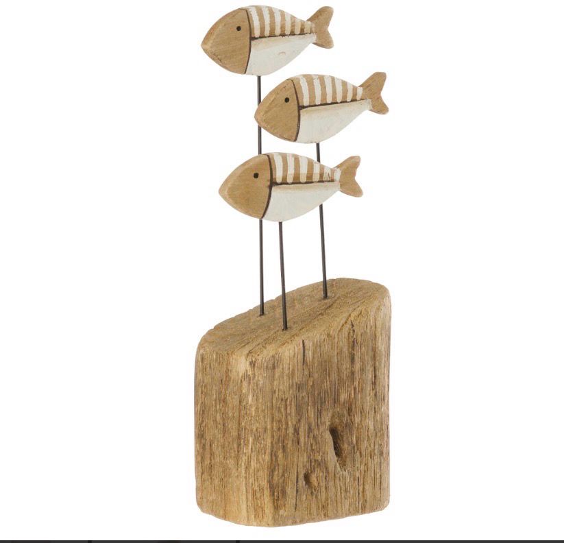Vis Op Voet Paulowniahout Naturel/Wit Small