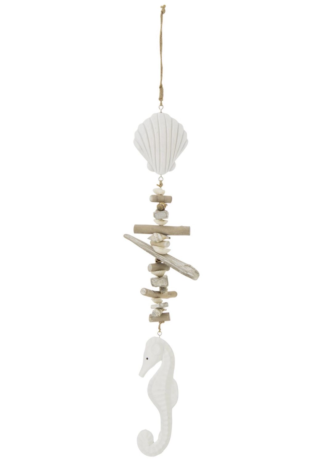 Hanger Schelp + Zeepaard Drijfhout/Hars Wit/Naturel