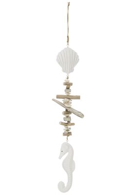 Hanger Schelp + Zeepaard Drijfhout/Hars Wit/Naturel