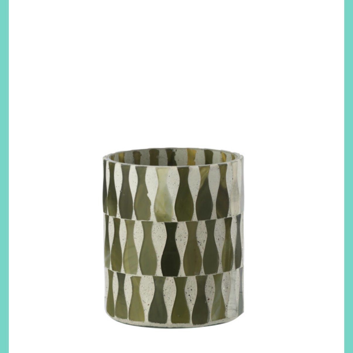 Kaarshouder Glas Olijfgroen/Wit Medium