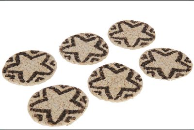 Set Van 6 Onderzetters Rond Ster Maisschil Naturel/Bruin