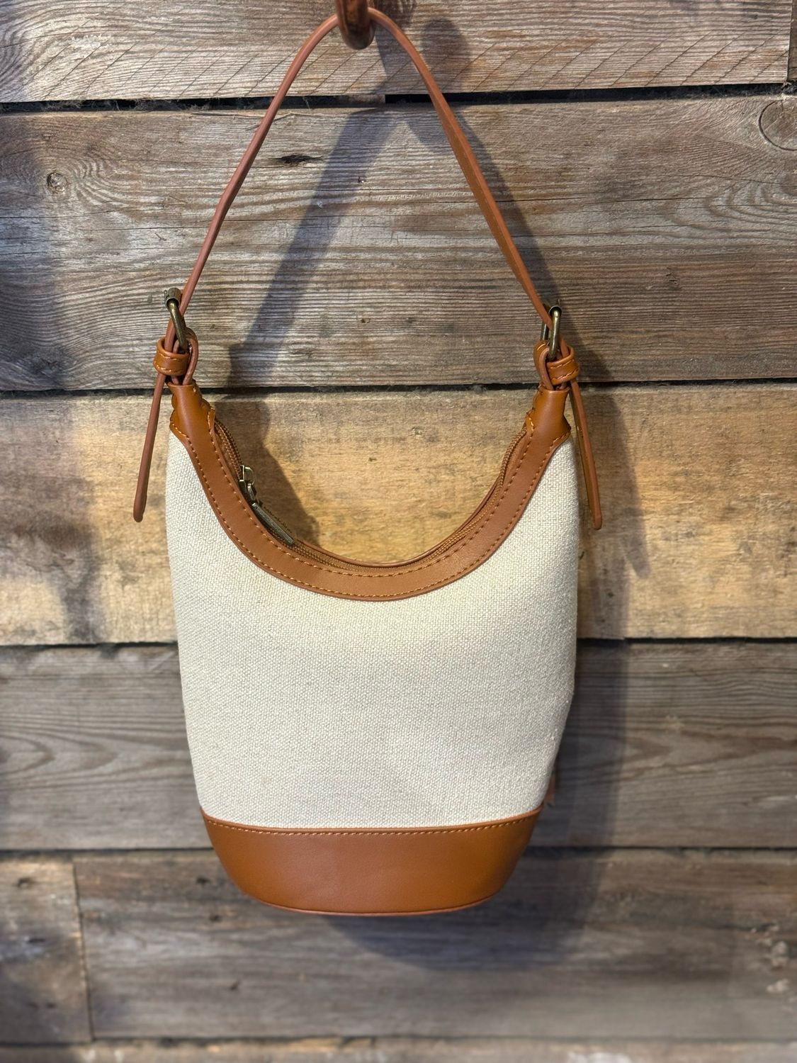 Handtasje beige/cognac