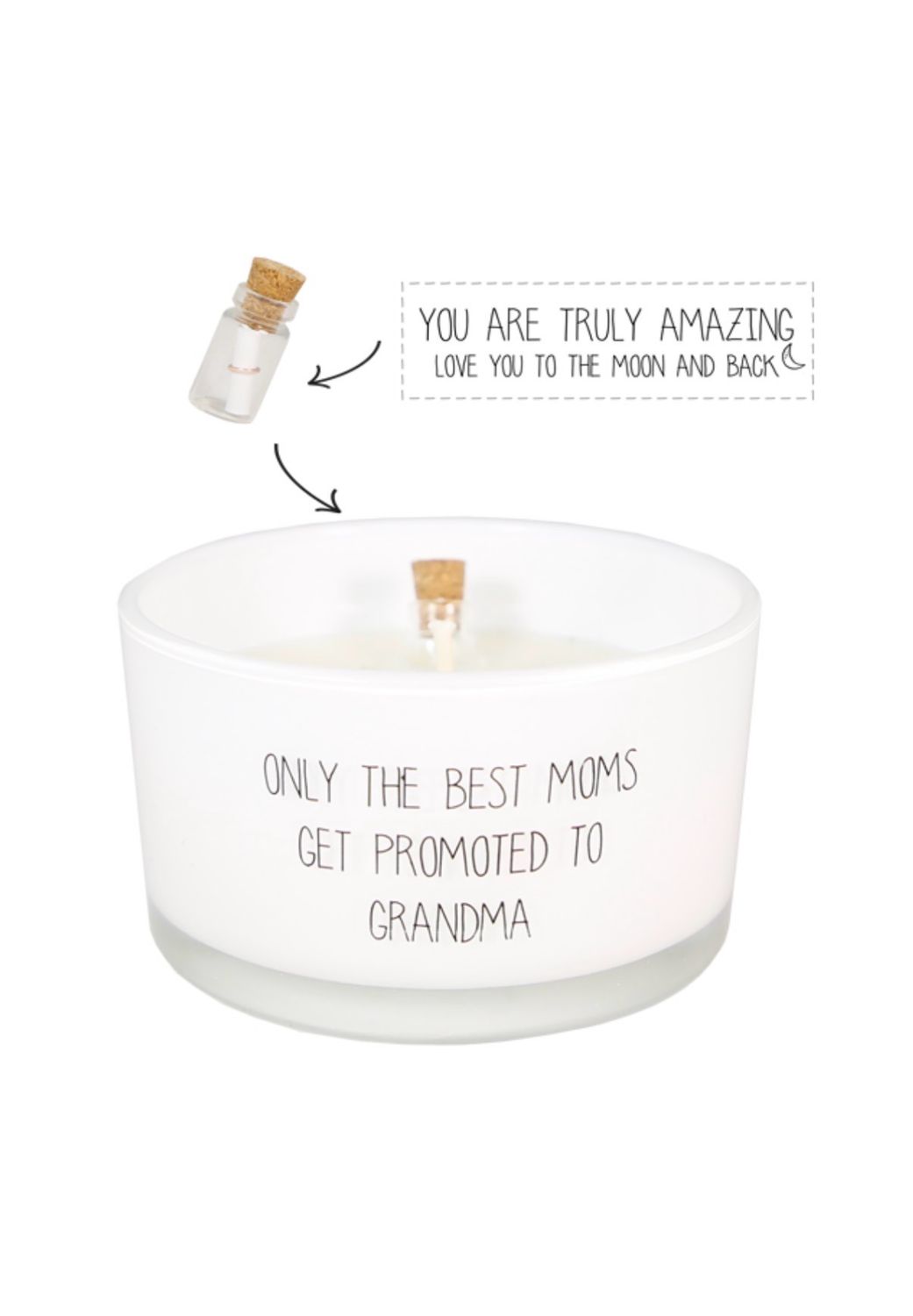 FLESSENPOST KAARS - ONLY THE BEST MOMS GET PROMOTED TO GRANDMA - YOU ARE TRULY AMAZING. LOVE YOU TO THE MOON AND BACK