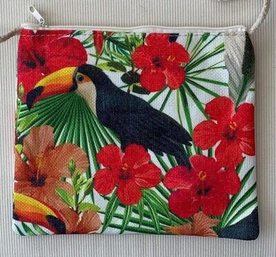 Tropical Print Bag With Natural Strap : Toucan