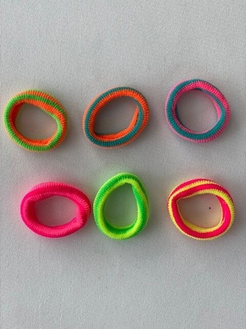 Card of 6 Small Size Jersey Bobble Ponios Neon Stripe