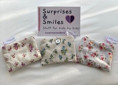 Flower Print Linen Fabric Purse