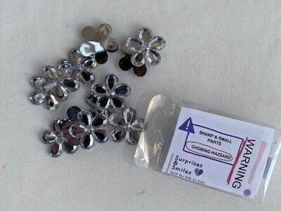 Acrylic Flower Embellishment Silver 20x2mm ~6g