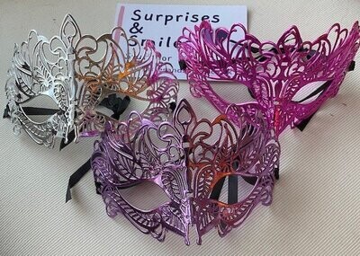 Bright Coloured Metallic Filigree Masquerade Mask
