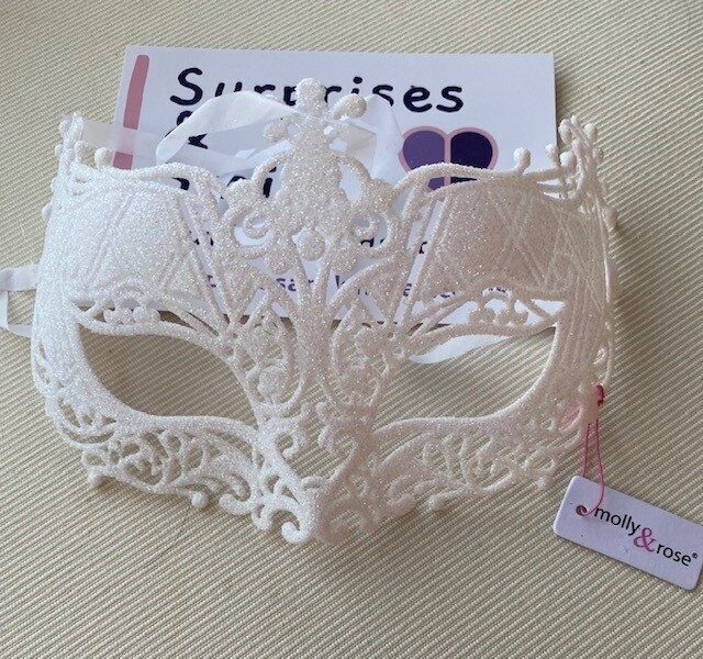 White Glitter Filigree Masquerade Mask