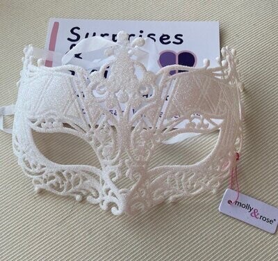 White Glitter Filigree Masquerade Mask