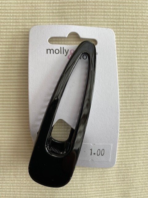 Large Black Plastic Hair Clip. 8cm