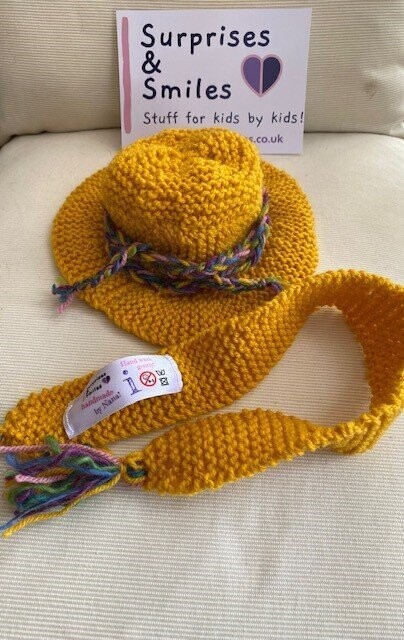 Handmade Teddies Summer Wool Hat and Scarf – One of a kind!!